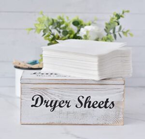 dryer sheet holder for laundry room - farmhouse dryer sheet box with lid, rustic wooden dryer sheets container for fabric softener sheets for farmhouse laundry room decor and storage