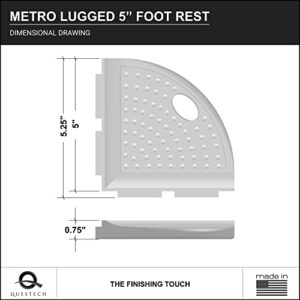 Questech Décor 8 Inch Corner Shower Shelf and 5 Inch Shower Caddy Foot Rest, Metro Lugged Back for New Construction, Mounted Bathroom Shower Organizer, Brushed Nickel