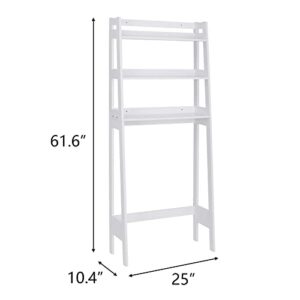 SUPER DEAL 3 Tiers Over The Toilet Bathroom Storage Shelf, Freestanding Wooden Bathroom Organizer Rack with Shelves for Laundry Restroom, White