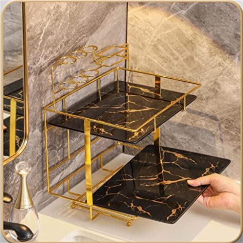 Countertop Rack Toilet Bathroom Toilet Rack Desktop Hand Washing Makeup Wash Table Storage Rack Box (Color : D, Size : Multi-Layer)