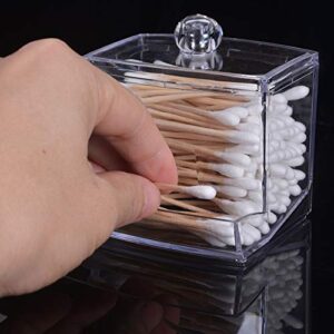 cotton swab holder,Acrylic Q-Tip cottonswab Storage Dispenser, Clear Cotton Balls Swab Holder Cotton Bud Storage Box, Transparent Cosmetics Makeup Case Cosmetic Organizer Container with Lid 1