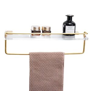 WANLIAN 19"Floating Shelf Set, Clear Acrylic Wall Mounted Storage Rack, Wall Mounted Shelf With Gold Towel Rack For Bathroom, Bedroom, Living Room, Kitchen, Office 2 Piece( Acrylic Storage Rack)