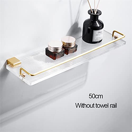 WANLIAN 19"Floating Shelf Set, Clear Acrylic Wall Mounted Storage Rack, Wall Mounted Shelf With Gold Towel Rack For Bathroom, Bedroom, Living Room, Kitchen, Office 2 Piece( Acrylic Storage Rack)