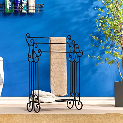 Free Standing Towel Rack 3 Bar Freestanding Rack with Storage Shelf Towel Organizer for Bathroom,Bedroom,Laundry Room,Kitchen,Pool