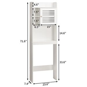 ALIMORDEN Over The Toilet Storage Cabinet Organzier, 71.45" H Freestanding Bathroom Spacesaver with Adjustable Shelves, 1-Door Toilet Storage Rack, White