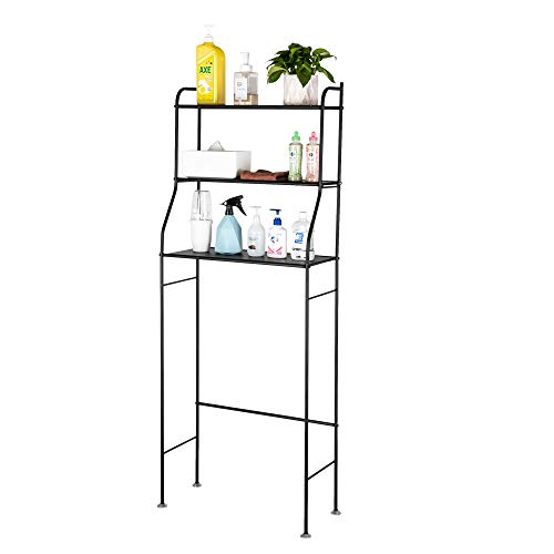 Kcelarec 4-Tier Metal Over The Toilet Bathroom Shelf Space Saver,Black (Black)