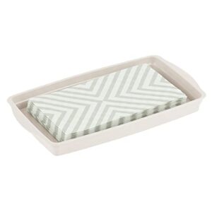 mdesign plastic storage organizer tray for bathroom vanity countertops, closets, dressers - holder for guest hand towels, watches, earrings, makeup brushes, reading glasses, perfume - cream/beige