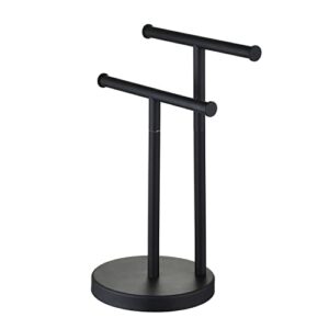 Hand Towel Stand, NEWRAIN Free Standing Towel Rack Double T-Shape Hand Towel Holder Stand SUS304 Stainless Steel for Bathroom Vanity Countertop,Matte Black