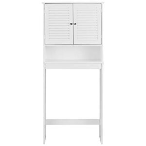 Giantex Over-The-Toilet Storage Cabinet, Freestanding Toilet Rack with 2-Door Cabinet, Adjustable Shelf, Bathroom Space Saver, Storage Organizer for Bathroom, Washroom, Laundry Room, White