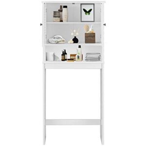 Giantex Over-The-Toilet Storage Cabinet, Freestanding Toilet Rack with 2-Door Cabinet, Adjustable Shelf, Bathroom Space Saver, Storage Organizer for Bathroom, Washroom, Laundry Room, White