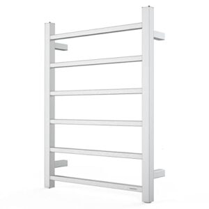 sharndy towel warmer brushed nickel for bathroom wall mounted bath towel heater plug-in square 6 bars drying rack stainless steel electric heated towel rack etw13 68w 26.77x20.47x4.13 inches
