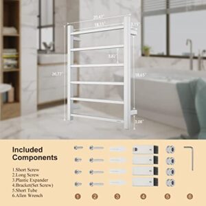 SHARNDY Towel Warmer Brushed Nickel for Bathroom Wall Mounted Bath Towel Heater Plug-in Square 6 Bars Drying Rack Stainless Steel Electric Heated Towel Rack ETW13 68W 26.77x20.47x4.13 inches