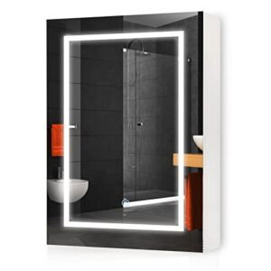 burenmto 20x28 inch bathroom medicine cabinet with mirror and lights surface led medicine cabinet 3-color wall mounted medicine cabinet with adjustable shelf and storage