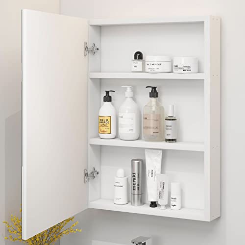 BURENMTO 20x28 Inch Bathroom Medicine Cabinet with Mirror and Lights Surface Led Medicine Cabinet 3-Color Wall Mounted Medicine Cabinet with Adjustable Shelf and Storage
