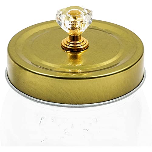 Glass Vanity Canisters with Gold Lids, Mason Jar Bathroom Set (3 Pack)