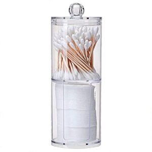2pcs plastic cotton ball and swab holder with lid bathroom jar clear acrylic cotton pad container storage beauty makeup organizer for cotton swabs, q-tips