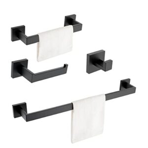 molapa matte black bathroom hardware accessories set, include 24 inch & 12.2 inch towel bars, 4-pieces complete