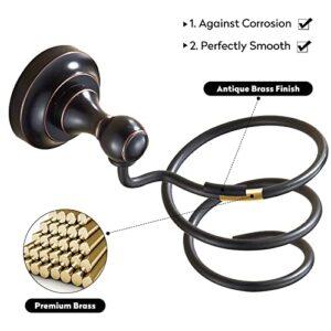 BigBig Home Wall Mounted Hair Dryer Holder for Bathroom, Bath Organizer Hair Blow Dryer of Brass with Oil Rubbed Bronze with Construction of Round