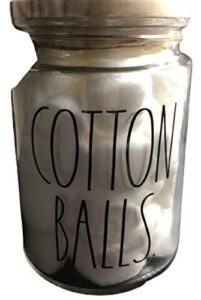 rae dunn by magenta cotton balls glass ll bathroom vanity organizer apothecary jar with 60 cotton balls 2020 limited edition 5.5" tall