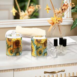 Sletend Sunflower Painting 4 Pack Plastic Qtips Holder Bathroom Container Storage Holder Vanity Canister Jar for Cotton Swabs,Bath Salts,Makeup Sponges,Hair Accessories