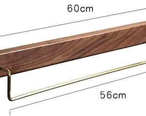 Towel Rack Black Walnut Wood Towel Rack, for Bedroom Wooden Towel Hold Wall Mounted Retro Towel Bar Towel Holder (Size : 60cm)