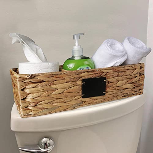 BSTNASI Toilet Tank Basket, Wicker Storage Basket with Handwritten Label, Toilet Paper Storage Basket, Bathroom Baskets for organizing, 2-Pack (Original)