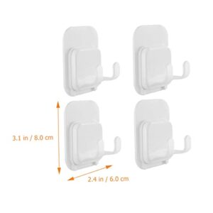 Angoily 4pcs Paste Hook Wall Clothes Rack Razor Hanging Holder Shower Shaver Hooks Adhesive No Punching Abs White