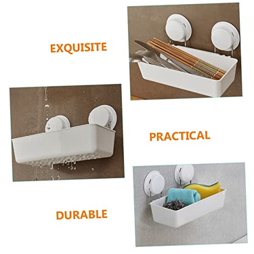 Cabilock Suction Cup Rack Clothes Rack Wall Mount Storage Wall Shelves Toilet Stand Suction Shower Organizer Wall Shower Basket Wall Mounted Shower Decorative Storage Stands Sink Abs