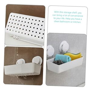 Cabilock Suction Cup Rack Clothes Rack Wall Mount Storage Wall Shelves Toilet Stand Suction Shower Organizer Wall Shower Basket Wall Mounted Shower Decorative Storage Stands Sink Abs