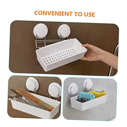 Cabilock Suction Cup Rack Clothes Rack Wall Mount Storage Wall Shelves Toilet Stand Suction Shower Organizer Wall Shower Basket Wall Mounted Shower Decorative Storage Stands Sink Abs