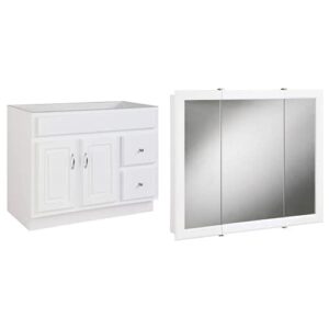 design house concord 2-door 2-drawer bathroom vanity and concord framed tri-view surface-mount bathroom medicine cabinet
