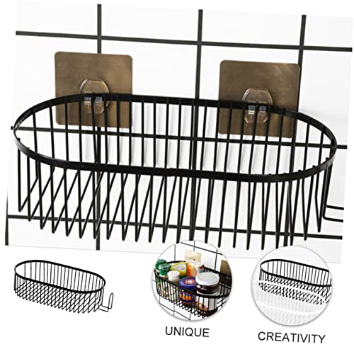 DOITOOL Bathroom Shelf Wall Mount Shelves Hanging Storage Shelves Sink Shelf Shower Organizer Kitchen Storage Basket Wall Mounted Bathroom Shelf Shampoo Holder Bathroom Holder Black Oval