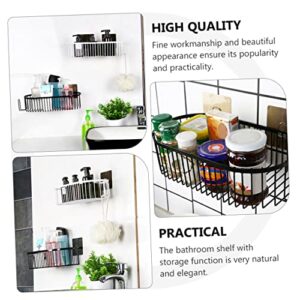 DOITOOL Bathroom Shelf Wall Mount Shelves Hanging Storage Shelves Sink Shelf Shower Organizer Kitchen Storage Basket Wall Mounted Bathroom Shelf Shampoo Holder Bathroom Holder Black Oval