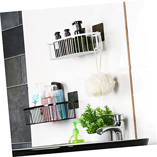 DOITOOL Bathroom Shelf Wall Mount Shelves Hanging Storage Shelves Sink Shelf Shower Organizer Kitchen Storage Basket Wall Mounted Bathroom Shelf Shampoo Holder Bathroom Holder Black Oval