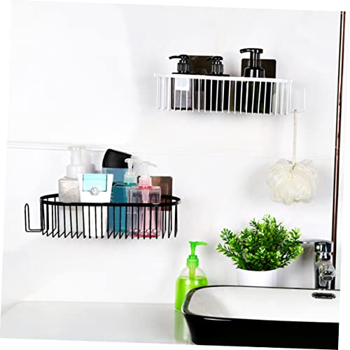 DOITOOL Bathroom Shelf Wall Mount Shelves Hanging Storage Shelves Sink Shelf Shower Organizer Kitchen Storage Basket Wall Mounted Bathroom Shelf Shampoo Holder Bathroom Holder Black Oval