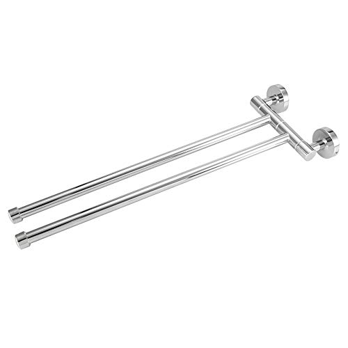 Towel Rack, Stainless Steel Towel Rail hroom Storage Shelf with 2 Towel Bar Wall Mounted Towel Holder for hroom Hotel Kitchen(2 Arms)