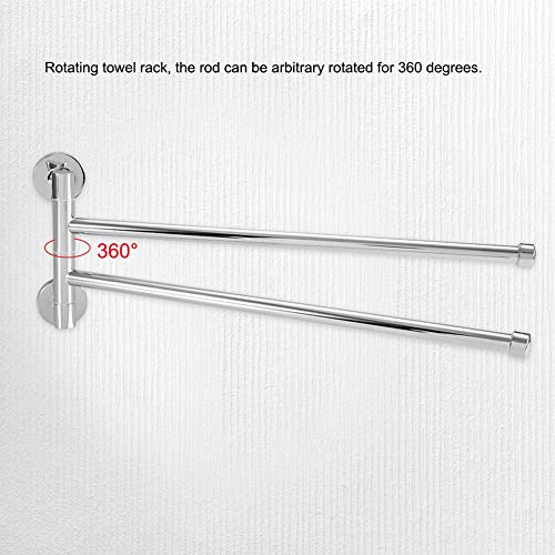 Towel Rack, Stainless Steel Towel Rail hroom Storage Shelf with 2 Towel Bar Wall Mounted Towel Holder for hroom Hotel Kitchen(2 Arms)