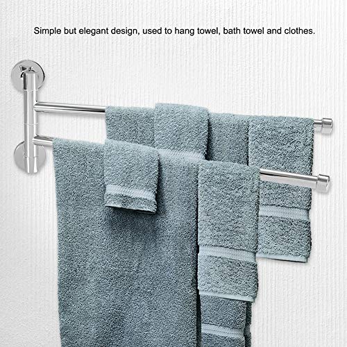 Towel Rack, Stainless Steel Towel Rail hroom Storage Shelf with 2 Towel Bar Wall Mounted Towel Holder for hroom Hotel Kitchen(2 Arms)