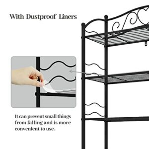 YADOOLIFE Over-The-Toilet Storage Toilet Rack, Behind The Toilet Racks, 3-Tier Bathroom Shelves, Stand Over Toilet Rack, Free Standing Restroom Space Saver, Metal, Black