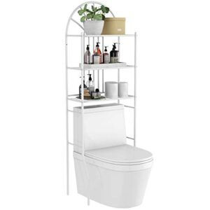 tangkula bathroom space saver, 3-tier over the toilet storage rack, bathroom organizer with metal frame shelf for home bathroom laundry, 23.5 x 10.5 x 68 inches, white