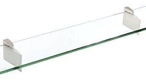 Spancraft Glass Raven Glass Shelf, Brushed Steel, 10 x 24