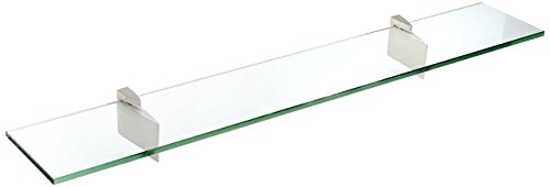 Spancraft Glass Raven Glass Shelf, Brushed Steel, 10 x 24