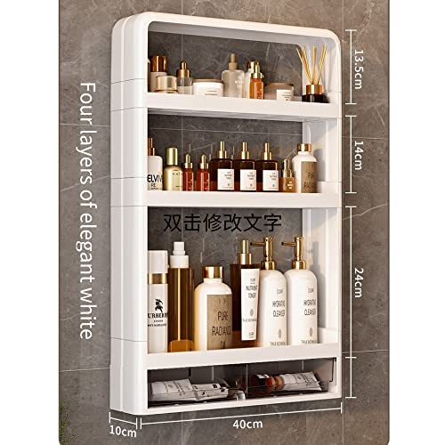 Non Perforated Toilet Rack Wall Mounted Bathroom Kitchen Washstand Cosmetics Wall Multilayer Storage Artifact (Third Floor with Drawer)