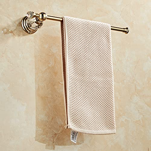 Crystal Bathroom Hardware Set,Adjustable Towel Rack, Toilet Roll Paper Holder,Hand Towel Holder,Hook,Gold Bathroom Accessories Set Wall Mounted (Bright Gold)