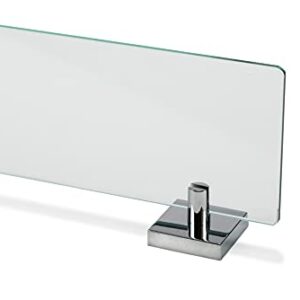 Croydex Chester Flexi-Fix Easy Fit Screw or Glue Glass Bathroom Shelf, 2.1in x 24.3in x 5.3in, Chrome