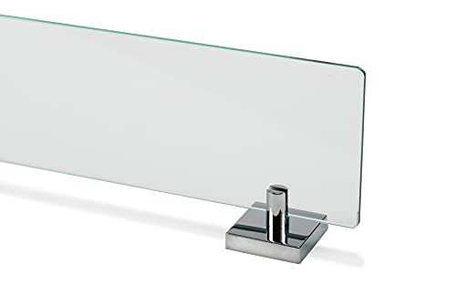 Croydex Chester Flexi-Fix Easy Fit Screw or Glue Glass Bathroom Shelf, 2.1in x 24.3in x 5.3in, Chrome