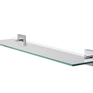 Croydex Chester Flexi-Fix Easy Fit Screw or Glue Glass Bathroom Shelf, 2.1in x 24.3in x 5.3in, Chrome