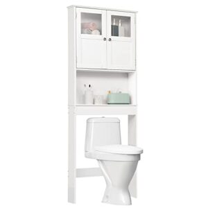 vingli bathroom organizer over toilet bathroom storage cabinet above the toilet shelf with acrylic glass double doors adjustable shelf free standing wooden space saver collect home furniture