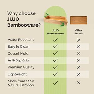 JUJO Bambooware - Bamboo Bathroom Tray, Bathroom Tray Organizer Bamboo Bathroom Accessories, Waterproof Vanity Tray, Bathroom Trays for Toiletries, Perfume, and More, Large, 15 x 6 x 3 in, Natural