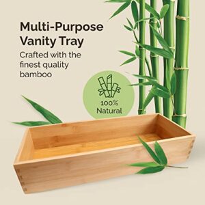 JUJO Bambooware - Bamboo Bathroom Tray, Bathroom Tray Organizer Bamboo Bathroom Accessories, Waterproof Vanity Tray, Bathroom Trays for Toiletries, Perfume, and More, Large, 15 x 6 x 3 in, Natural